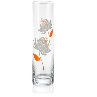 Crystalex Dekovase Vase Spring Blumenvase orange weiß S1700 Kristallvase 240 mm (1 x Vase), Kristallglas, Bohemia