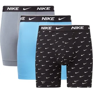 Nike Everyday Cotton Stretch Boxershorts Swoosh Print/Grey/Uni. Blue L 3er Pack
