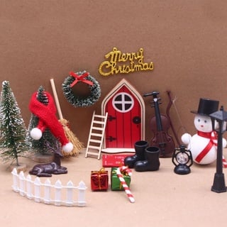 AstarFavor 21Pcs Wichteltür Zubehör Weihnachten, Weihnachtswichtel Tür Set,Miniatur Wichtel Zubehör Weihnachten Rot,Weihnacht Deko für Kinder