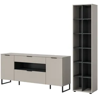 inn.furn Wohnwand Kaschmir Schwarz, 245 cm, Morena
