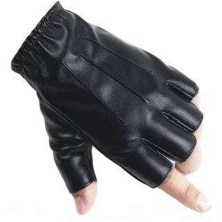 Long Keeper Fingerlose Lederhandschuhe für Herren Damen Handschuhe Leder | Autofahrer Motorrad Schwarz Halbfinger Handschuhe Kurz Fingerlos für Fahren Outdoor Kostüm Halloween