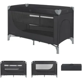 KIKKABOO Reisebett, Laufstall So Gifted 2 Ebenen Matratze, Tragetasche, Öffnung black