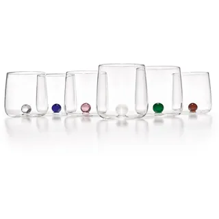 Zafferano Gläser-Set Bilia Buntes Gläser Set 6 Stück - Farblich Sortiert, 6-teiliges Set blau|bunt|gelb|grün|rosa