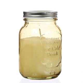 Duftkerze Citronella im Glas mit Deckel gelb Echtwachs Outdoorkerze