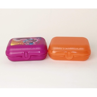 TUPPERWARE Twin 2X Größe 2 in Orange + Trolls - Lunchbox, Sandwichbox, Brotdose + Mini Trichter