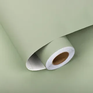 HotDecor Selbstklebende Tapete Grün 60cm x 800cm Möbelfolie Küche Klebefolie Salbeigrün für Küchenschränke Wand Tapeten Wohnzimmer Folie Für Möbel Tisch Grüne Tapete Selbstklebend Vintage Kindertapete