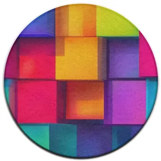 Große runde Yogamatte, Regenbogen Bunte Blöcke Sofa Dekor Teppich, Kreis Bereich Teppich