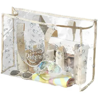 Zibeem Transparente Strandtasche, durchsichtige Reisetasche groß | Durchsichtige Einkaufstasche,Durchsichtige Strandtasche, PVC-Tragetasche, praktische Wäschetasche, durchsichtige Tasche, wasserdichte