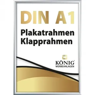 Dreifke® Plakatrahmen DIN A1 | 25mm Alu Profil, eckig | silber | Bilderrahmen Klapprahmen Wechselrahmen Posterrahmen Rahmen | Dreifke®