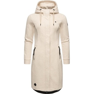 Ragwear Damen Leichter Sweat Übergangsmantel lang windabweisend mit Kapuze Letti Long Beige Melange Gr. L - L