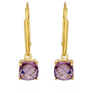 NKlaus Paar Ohrstecker Paar Ohrhänger 333 Gelbgold 8 Karat 6x6mm echt Amethyst Damen Goldohrr