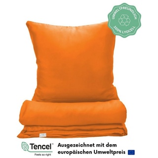 Bettwäsche Luxus Lyocell Bettwäsche, TENCELTM, Atmungsaktiv & Weich, COZY HEAVEN, 100% Lyocell, 2 teilig orange