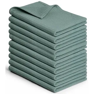 Blumtal Blumtal® Geschirrtücher 30x30 cm - 10er Set aus 100% Baumwolle - Waschbar bei 60 °C - Küchentücher/Wischlappen - Grüne Geschirrtücher