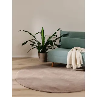 benuta basic Furry Fellteppich Ø 80 cm Taupe
