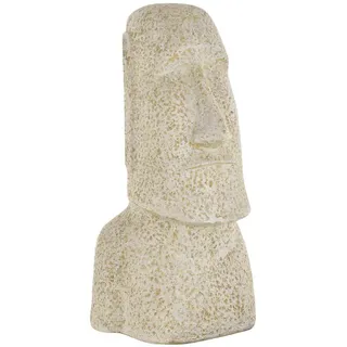 Krines Home Dekofigur Moai Kopf Steinguss/Osterinseln Statue Figur für Haus und Garten 100cm, Gartenskulpturen Stein Guss Figuren weiß