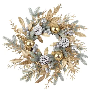 Weihnachtsgirlande Herbstdeko Girlande Herbstdeko Tannengirlande Trockenblumenkranz Beerenkranz Türkranz Outdoor Weihnachten Blumengirlande Deko Tannengirlande Türdeko Girlande (X-Gold, One Size)