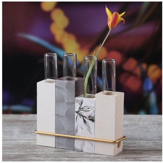 MARELIDA Dekovase Deko Vase Reagenzglas Glasröhrchen Blumenvase Tischvase H: 18cm creme (1 St) beige