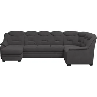 Wohnlandschaft COTTA "Marcus U-Form" Sofas Gr. B/H/T: 330 cm x 99 cm x 211 cm, Microfaser bedruckt, Recamiere links-langer Schenkel rechts, Ohne Bettfunktion-ohne Schubkasten, grau (anthracite) Wohnlandschaften Bequeme Wohnlandschaft in klassischem Design mit hoher Rückenlehne