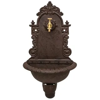 Aubaho Dekoobjekt Waschbecken Wandbrunnen Garten Eisen Antik-Stil Brunnen braun 76cm braun