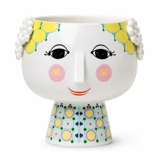 Bjørn Wiinblad Übertopf mit Fuß Ø15.5 cm Eva verspielte Details für Blumen, gelb