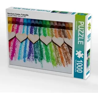 Herz bunt, Karton, Farbstifte (Puzzle)