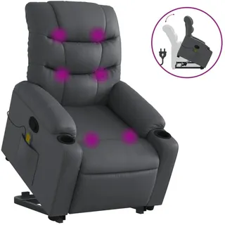 vidaXL Massagesessel mit Aufstehhilfe Kunstleder 93 x 99,5 x 93 cm Grau