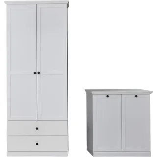 trendteam 2-teilige Kombination Garderobenmöbel weiß - Garderobe - Landhaus