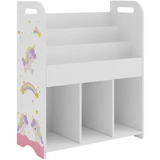 [en.casa] Kinderregal Røyrvik 75 x 62 x 29 cm Spanplatte mehrfarbig Einhorn