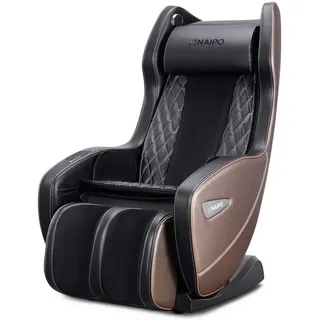 NAIPO Massagesessel, Massagestuhl mit Liegeposition, Bluetooth, Platzsparend braun|schwarz