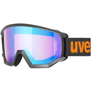 uvex athletic CV - Skibrille für Damen und Herren - konstraststeigernd - vergrößertes, beschlagfreies Sichtfeld - black matt/blue-orange - one size