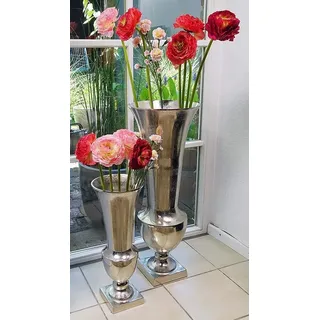 MichaelNoll Dekovase Vase Dekovase Alu Silber Bodenvase Kunstblumen - 52 cm / 80 cm 52 cm