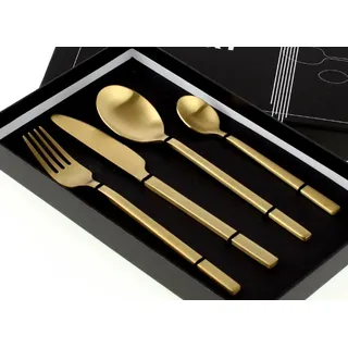 Werner Voß S/4 tlg. Besteck Golden Cutlery gold matt Edelstahl 18/10 Essbesteck Gedeckter Tisch