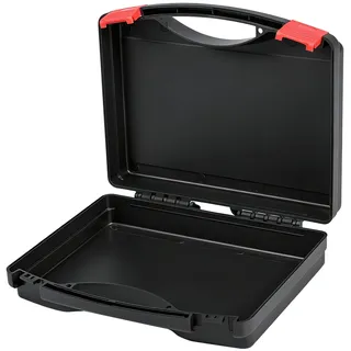 Werkzeugkoffer Leer,Kleiner Werkzeugkasten mit Doppeltem Verschluss,Werkzeugbox Leer,für Haushalt,Werkstatt und Auto,Außenmaße 23x18x5cm/25x21x7cm(schwarz,25 cm)