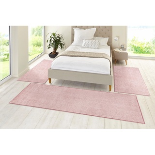 Bettumrandung »Pure 100«, (3 tlg.), Uni-Farben, Bettvorleger, 3-Teiliger Läufer-Set, ringsum gekettelt, Bettumrandung, 677344-14 rosa U-förmig