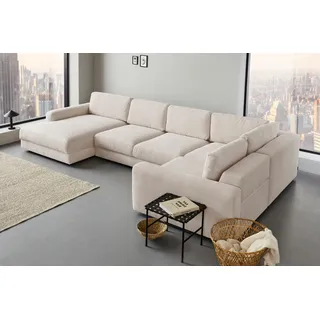 Home Affaire Wohnlandschaft HOME AFFAIRE "Bloomfield, Mega Polsterprogramm, Breite 405cm, viel Platz, U-Form", beige, B:405cm H:84cm T:224cm, 92% Polyester 8% Nylon, Sofas, Wohnlandschaft, mit extra tiefer Sitzfläche, wahlweise mit Sitztiefenverstellung