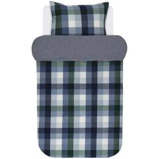 Marc O Polo Flanell Wendebettwäsche Viko Blue 1 Bettbezug 240 x 220 cm + 2 Kissenbezüge 80 x 80 cm