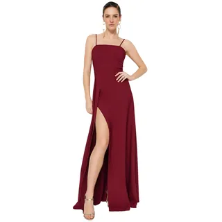 TRENDYOL Damen Slit Dekollete Abendkleid Und Staffelungskleid Formal Night Out Dress, Plum, 36 EU - 36