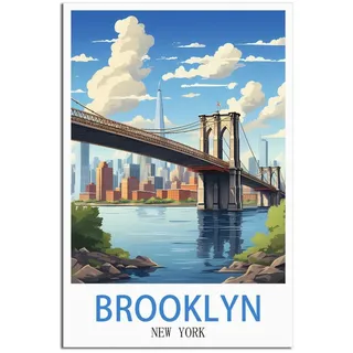 NAEGV Malen nach Zahlen für erwachsene Mädchen, Brooklyn, New York, DIY Acryl-, Aquarell- und Ölfarben, Malen nach Zahlen für Erwachsene, Geschenkidee, Wanddekoration, 20 x 30 cm