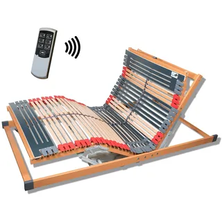 7 Zonen Lattenrost Rhodos® EL FU | Kopf- und Fußteil elektrisch verstellbar | 44 Leisten Lattenroste | Notabsenkung | TÜV GS | Mittelgurt | fertig montiert | Funkfernbedienung | 90x210 cm