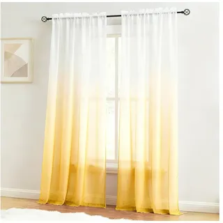Agger Gardine Transparent Vorhänge Voile Sheer Vorhang mit Ösen Farbverlauf (2 St) gelb 241 cm x 132 cm