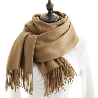 Duories Damen Kaschmir Schal Schals, Warme Lange Schals Damen Pashmina Winterschal Herbstschal Wolleschal Langschal Deckenschal mit Quasten Fransen,Frauen Halstuch Scarf Poncho Cape, Braun