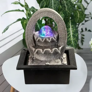 GLOBO RGB LED Tisch Brunnen Grau