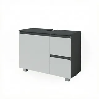 Vicco Waschbeckenunterschrank J-shape Anthrazit Weiß modern 80x61cm Badezimmer Schrank Badmöbel Schranktür Schrankschublade Aufbewahrung