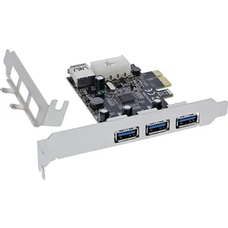 InLine PCIe Karte, 3x+1x USB 3.2 Gen.1, Molex kompatibler 4-Pin Stromanschluss