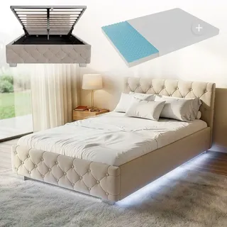Juskys Nizza 120 x 200 cm beige inkl. Matratze
