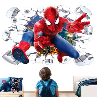 YISKY Aufkleber Spiderman Kinderzimmer, Spiderman 3D-Effekt Aufkleber, Wandaufkleber Spiderman, Spiderman im Wanddurchbruch Loch, Kinderzimmer Wandsticker, für Kinderzimmer, Wohnzimmer Wanddekoration