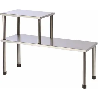 Spetebo Edelstahl Küchenregal für die Arbeitsplatte - 45 x 32 cm - Küchen Organizer mit 2 Etagen - Gewürzregal Standregal Küchengestell klein 2 Ablagen Mini Regal für Küche