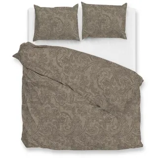 ZO HOME Bettwäsche Paisley di Lino Dbo 240 Palm Taupe 240x220 Palm-Taupe, Baumwolle, 3 teilig, Bettwäsche 240x220 Baumwolle Baumwolle Hotelverschluss braun