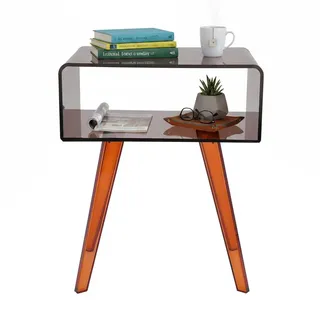 Acryl-Beistelltisch 30*41*50cm 2-stufiger Nachttisch mit offener Ablage (Braun) - Braun