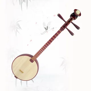 EnweMahi Chinesische Shamisen, Shamisen-Instrument, Qinqin Im Pflaumenblütenstil, Runde Qinqin, Professionelles Aufführungsinstrument, Zwölfton-Gleichschwebende Stimmung Rosewood Round